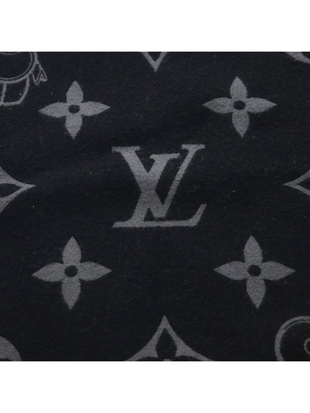 Louis Vuitton Echarpe Monogram Vivienne Wool Scarf Black - Picture 2 of 6
